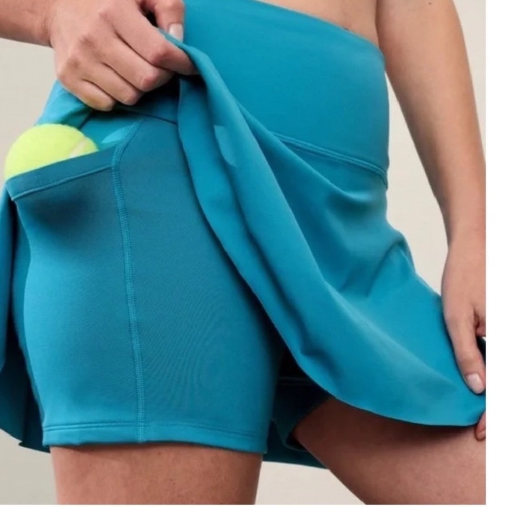 Athleta Ace Tennis Skort 15.5 Blue Teal Pleated Athletic Golf Skirt Large - Picture 3 of 12